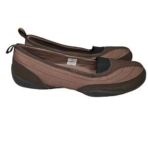 Land's End Women's Brown Flat Comfort Slip On Ballet Shoes (Size: 9)